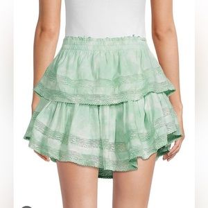 Loveshackfancy ruffle mini skirt mint color